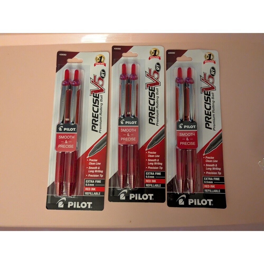 Pilot Precise V5 RT Red Ink, 0.5mm Extra Fine, 2 Pen ct Set of 3